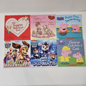 Peppa Pig, Paw Patrol, Fancy Nancy 6 Picture Book Lot, Good Used Condition, GUC